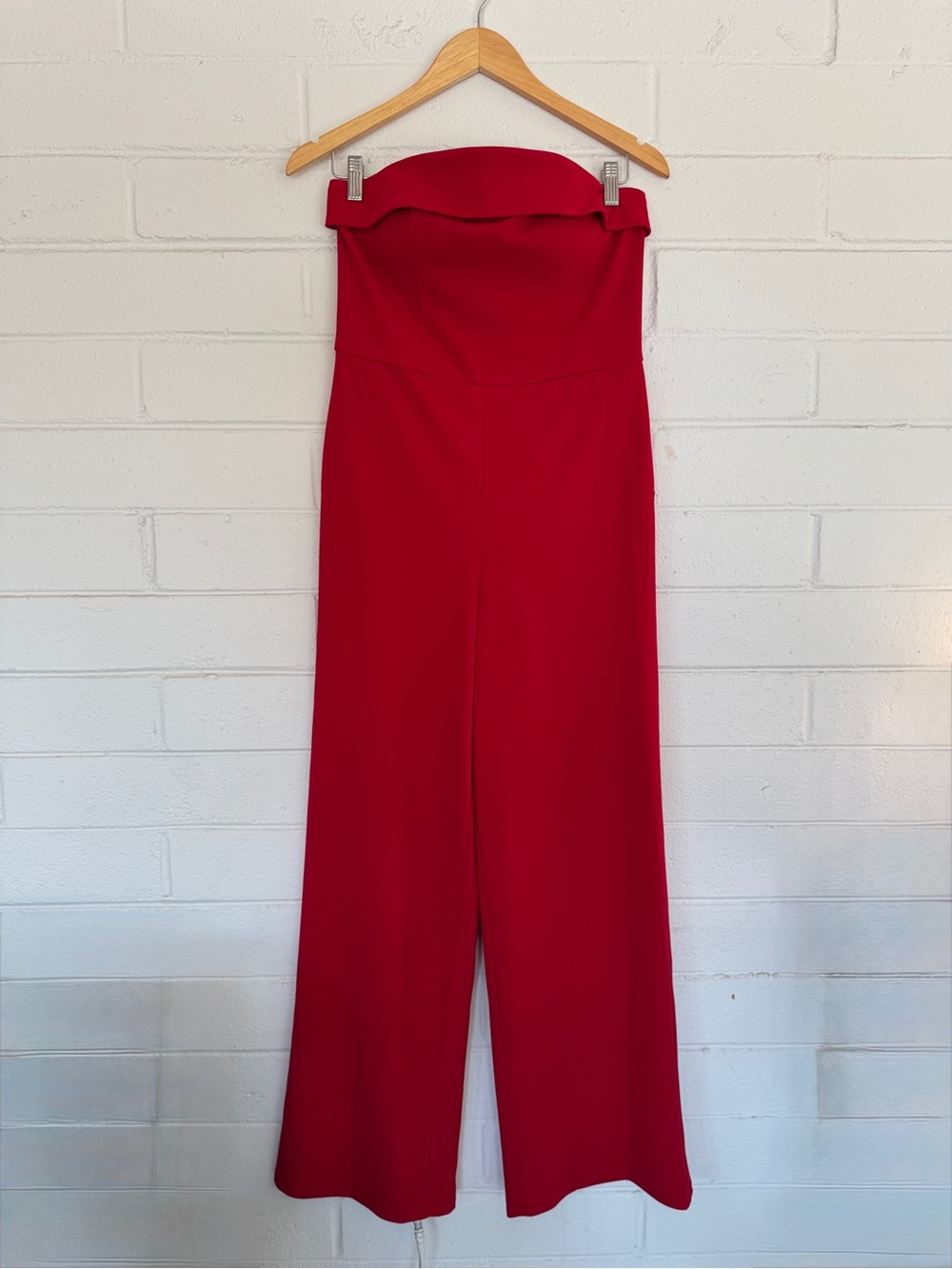 Red Elegant Strapless Wedding Guest Wide Leg Jumpsuit Crystal Sky Women’s Medium - Picture 2 of 10